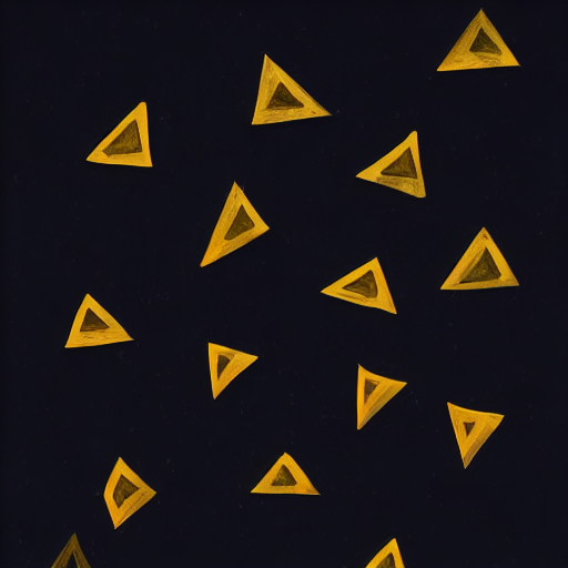 AI image generated of A drawing of yellow triangles on a black background.