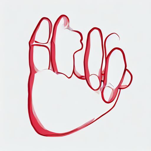 AI image generated of A red hand drawing with a smile on it.