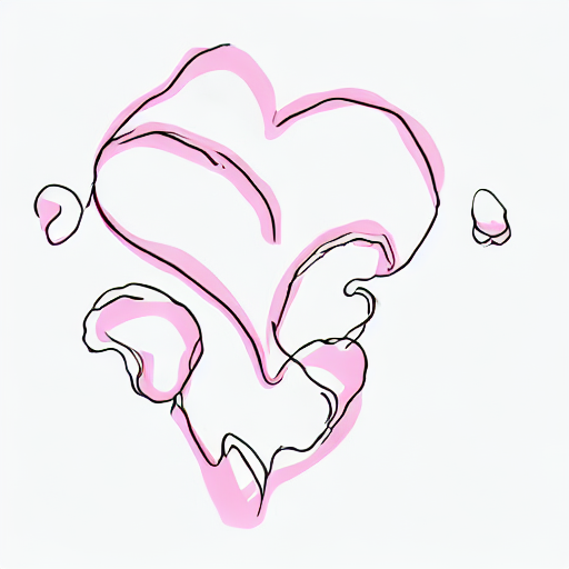 AI image generated of A pink heart with a line through it.