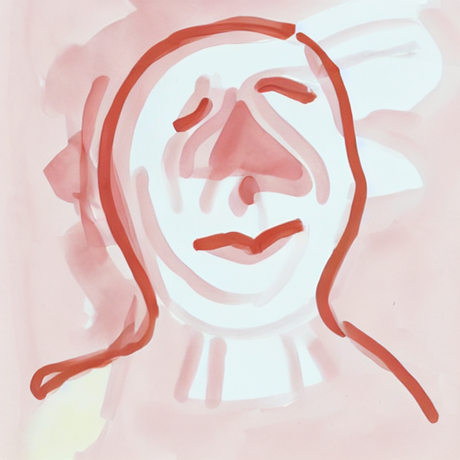 AI image generated of A pink drawing of a face with a smile.
