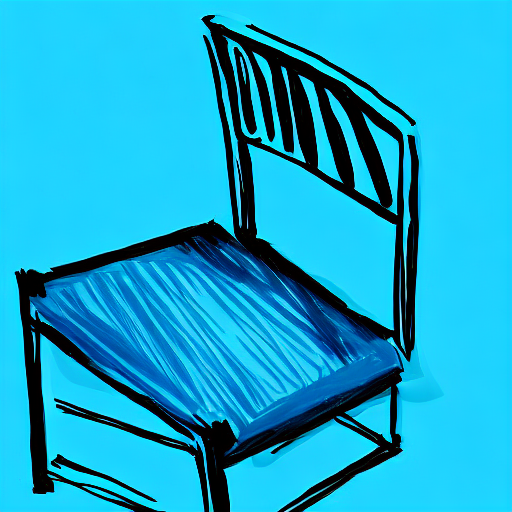 AI image generated of A black drawing of a chair with a blue background.